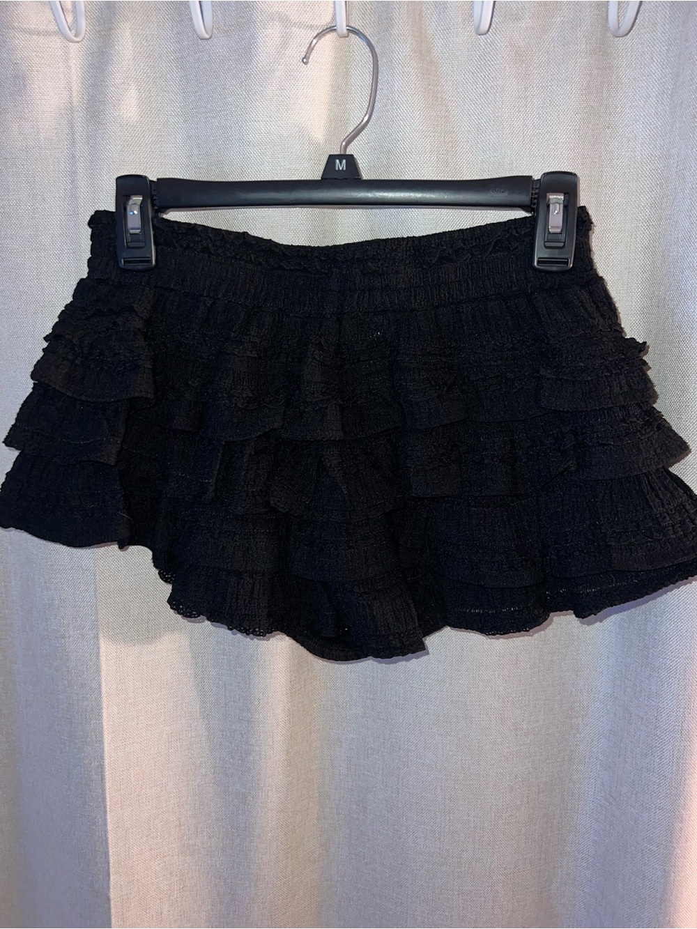 Black Tiered Ruffle Mini Shorts